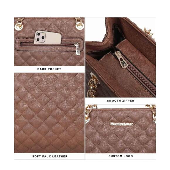 Montana West MEDIUM Chain Shoulder Bag Faux Soft Leather *flaw* - Picture 8 of 9